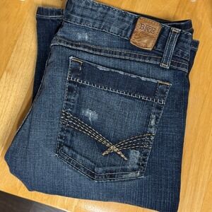 BKE Denim Trinity Stretch Bootcut Jeans 30 x 36 Extra Long Dark Wash Distressed